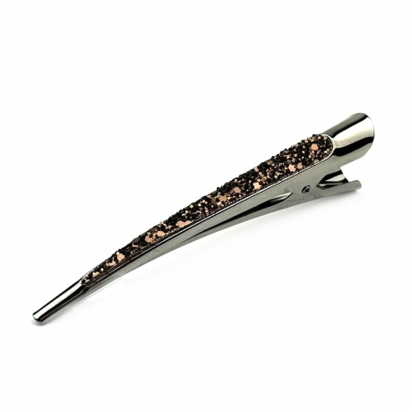 Grande pince cheveux concorde paillette 13cm - marron