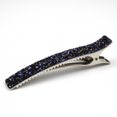 Grande pince cheveux paillettes 12.5cm - bleu multi