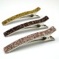Grande pince cheveux paillettes 12.5cm - or rose