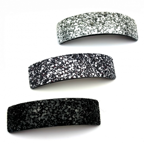 Barrette cheveux incurvée paillettes 9.5cm - Gris