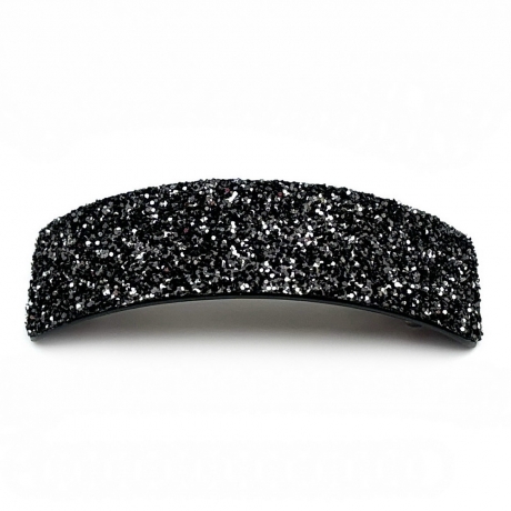 Barrette cheveux paillette incurvée 9.5cm - noir argent