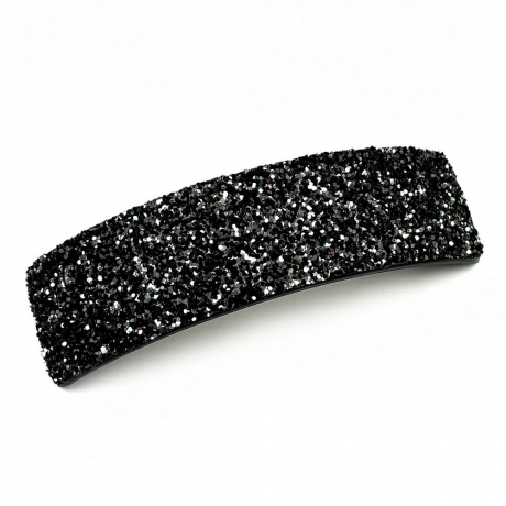 Barrette cheveux paillette incurvée 9.5cm - noir argent