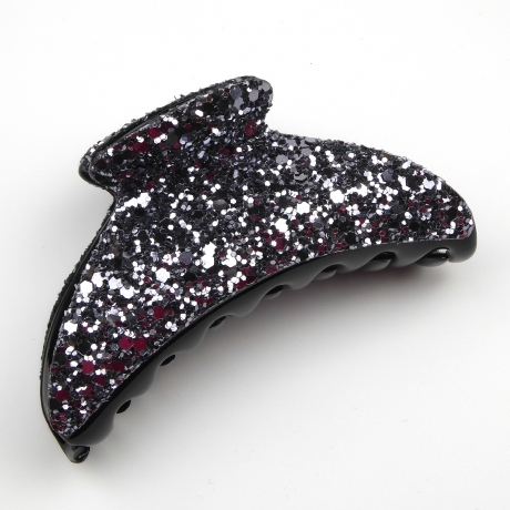 Pince cheveux paillette 9cm - gris