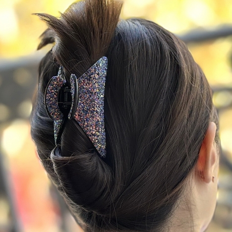 Pince cheveux paillette 9cm - argenté