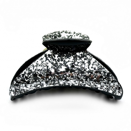 Pince cheveux paillette 9cm - argenté