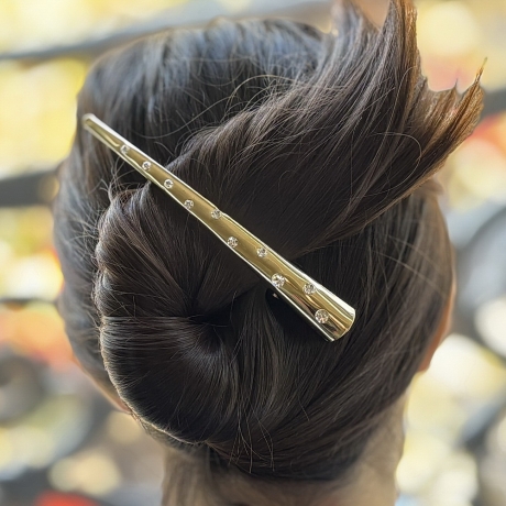 Grande pince cheveux concorde strass 13cm - doré