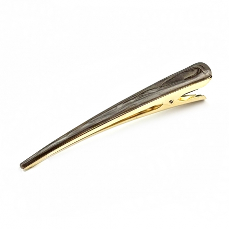 Grande pince cheveux concorde émail 13cm - marron