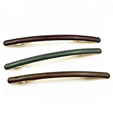 Barrette cheveux émail fine 10cm - marron