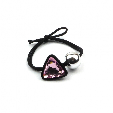 Elastique cheveux avec perle triangle effet cristal - rose