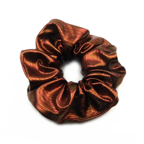 Gros chouchou métallisé 12cm - marron