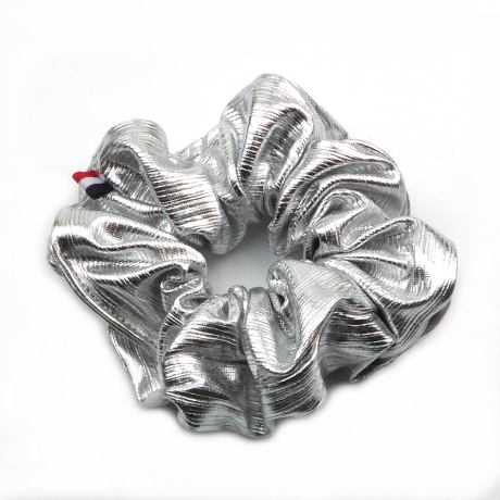 Gros chouchou métallisé 12cm - argent