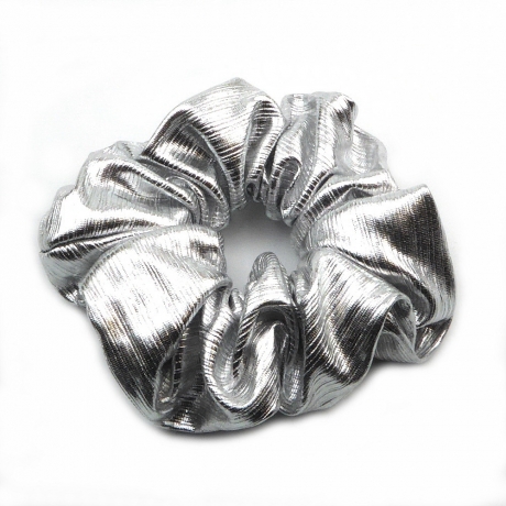 Gros chouchou métallisé 12cm - argent