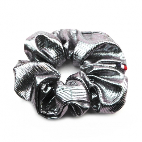 Gros chouchou métallisé 12cm - gris
