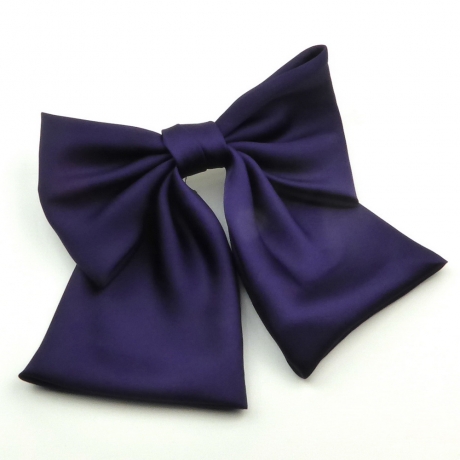 Barrette cheveux noeud à pan satin 9cm - violet