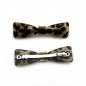Barrette cheveux noeud leopard, fait main 6.7cm - marron
