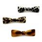 Barrette cheveux noeud leopard, fait main 6.7cm - marron
