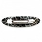 Barrette cheveux ovale incurvée léopard, fait main 9.5cm - noir