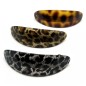 Barrette cheveux ovale incurvée léopard, fait main 9.5cm - noir