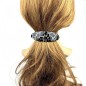 Barrette cheveux ovale incurvée léopard, fait main 9.5cm - noir