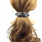 Barrette cheveux ovale incurvée léopard, fait main 9.5cm - noir