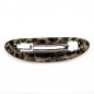 Barrette cheveux ovale incurvée léopard, fait main 9.5cm - marron