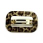 Barrette cheveux ajourée leopard fait main - marron
