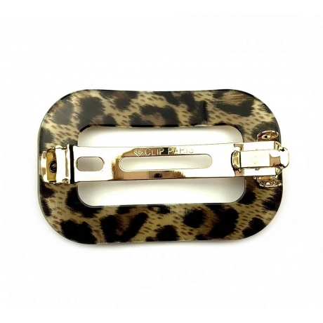 Barrette cheveux ajourée leopard fait main - marron