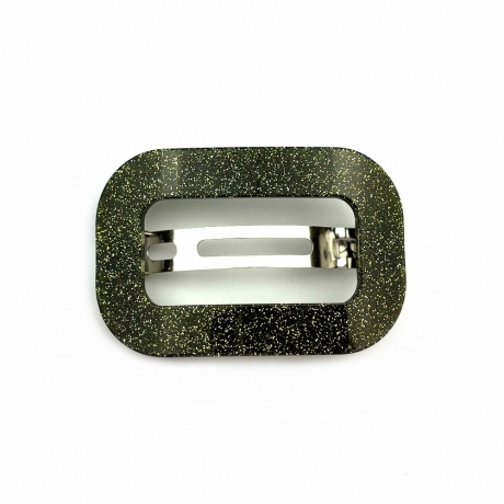Barrette cheveux ajourée acétate paillette fait main - vert