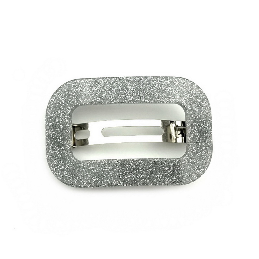Barrette cheveux ajourée acétate paillette fait main - argent Barrette cheveux ajourée acétate paillette fait main - argent