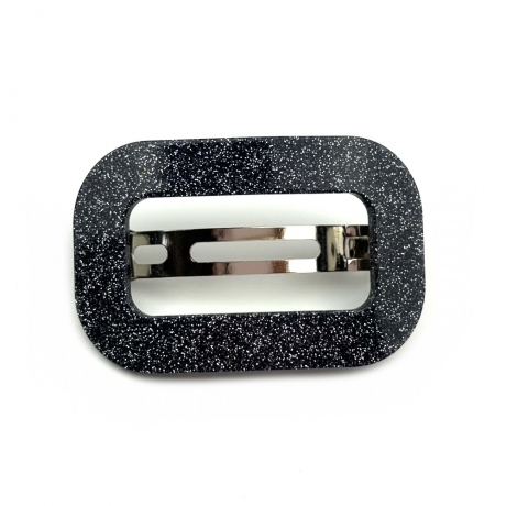 Barrette cheveux ajourée acétate paillette fait main - gris