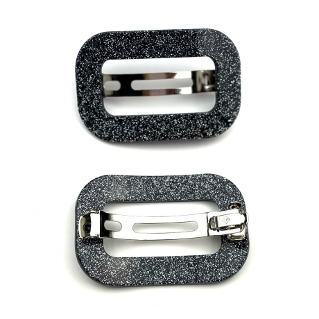 Barrette cheveux ajourée acétate paillette fait main - gris