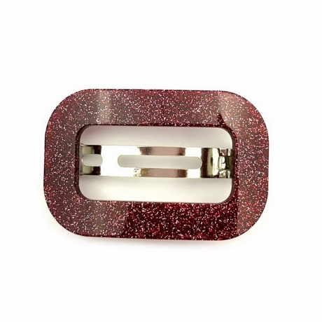 Barrette cheveux ajourée acétate paillette fait main - rouge