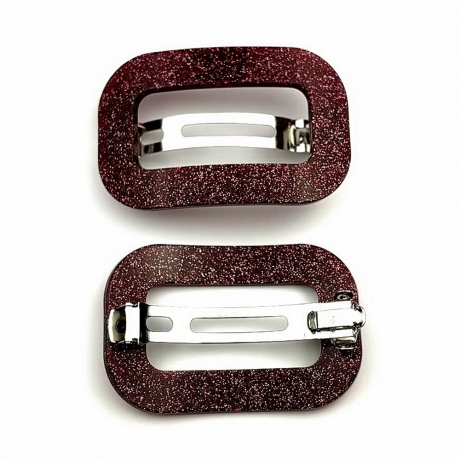 Barrette cheveux ajourée acétate paillette fait main - rouge
