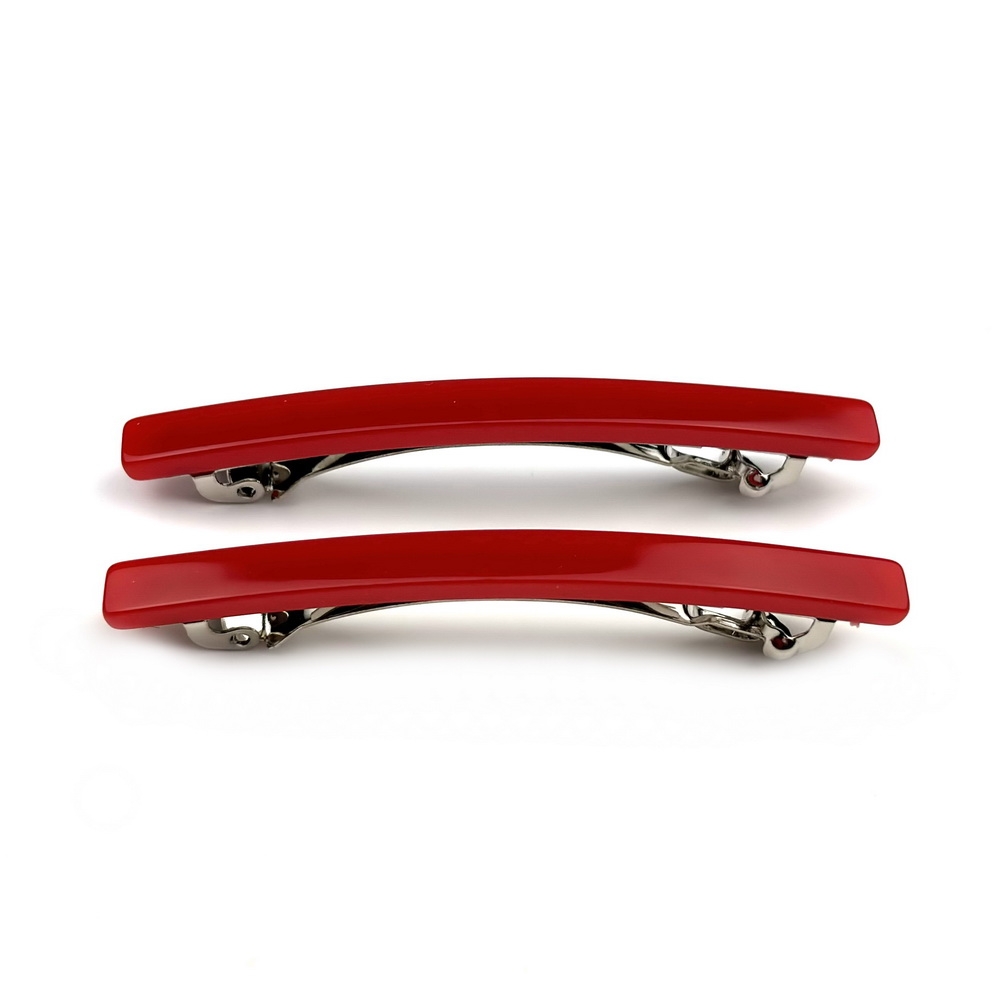 Lot de 2 barrettes cheveux fine fait main 7cm - rouge