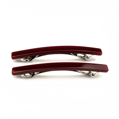Lot de 2 barrettes cheveux fine fait main 7cm - bordeaux