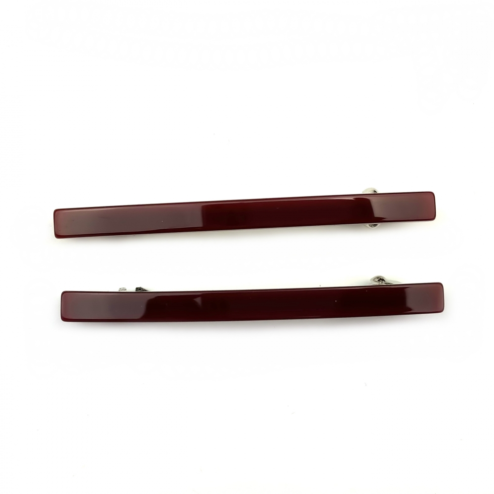 Lot de 2 barrettes cheveux fine fait main 7cm - bordeaux Lot de 2 barrettes cheveux fine fait main 7cm - bordeaux