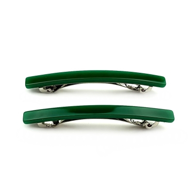 Lot de 2 barrettes cheveux fine fait main 7cm - vert