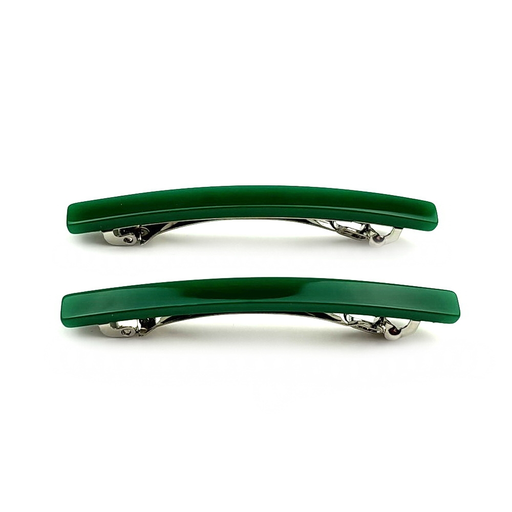 Lot de 2 barrettes cheveux fine fait main 7cm - vert
