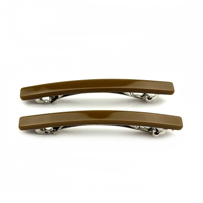 Lot de 2 barrettes cheveux fine fait main 7cm - marron