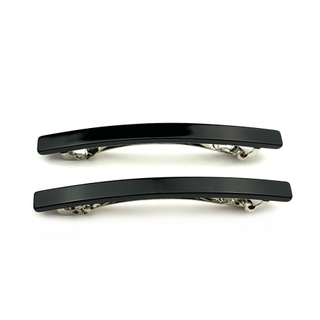 Lot de 2 barrettes cheveux fine fait main 7cm - noir