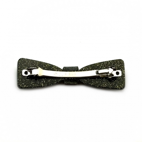 Barrette cheveux noeud fait main paillette 6.7cm - argent