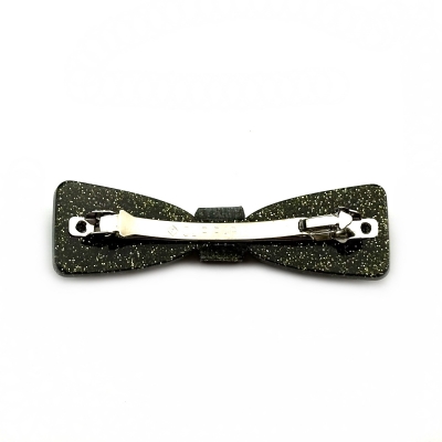 Barrette cheveux noeud fait main paillette 6.7cm - noir