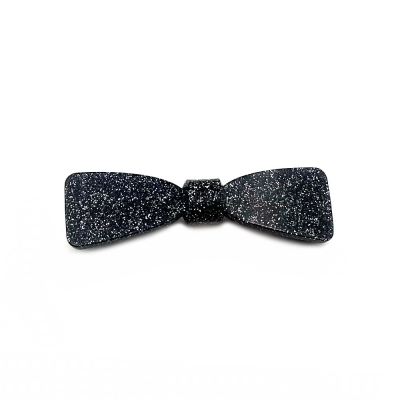 Barrette cheveux noeud fait main paillette 6.7cm - noir