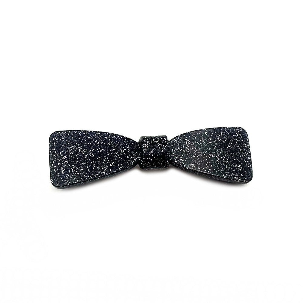 Barrette cheveux noeud fait main paillette 6.7cm - noir