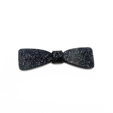 Barrette cheveux noeud fait main paillette 6.7cm - noir