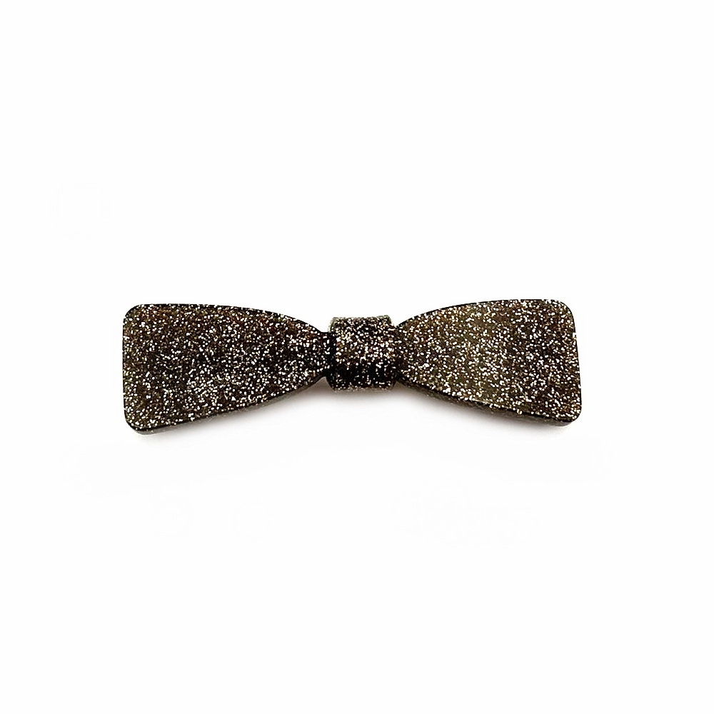 Barrette cheveux noeud fait main paillette 6.7cm - marron