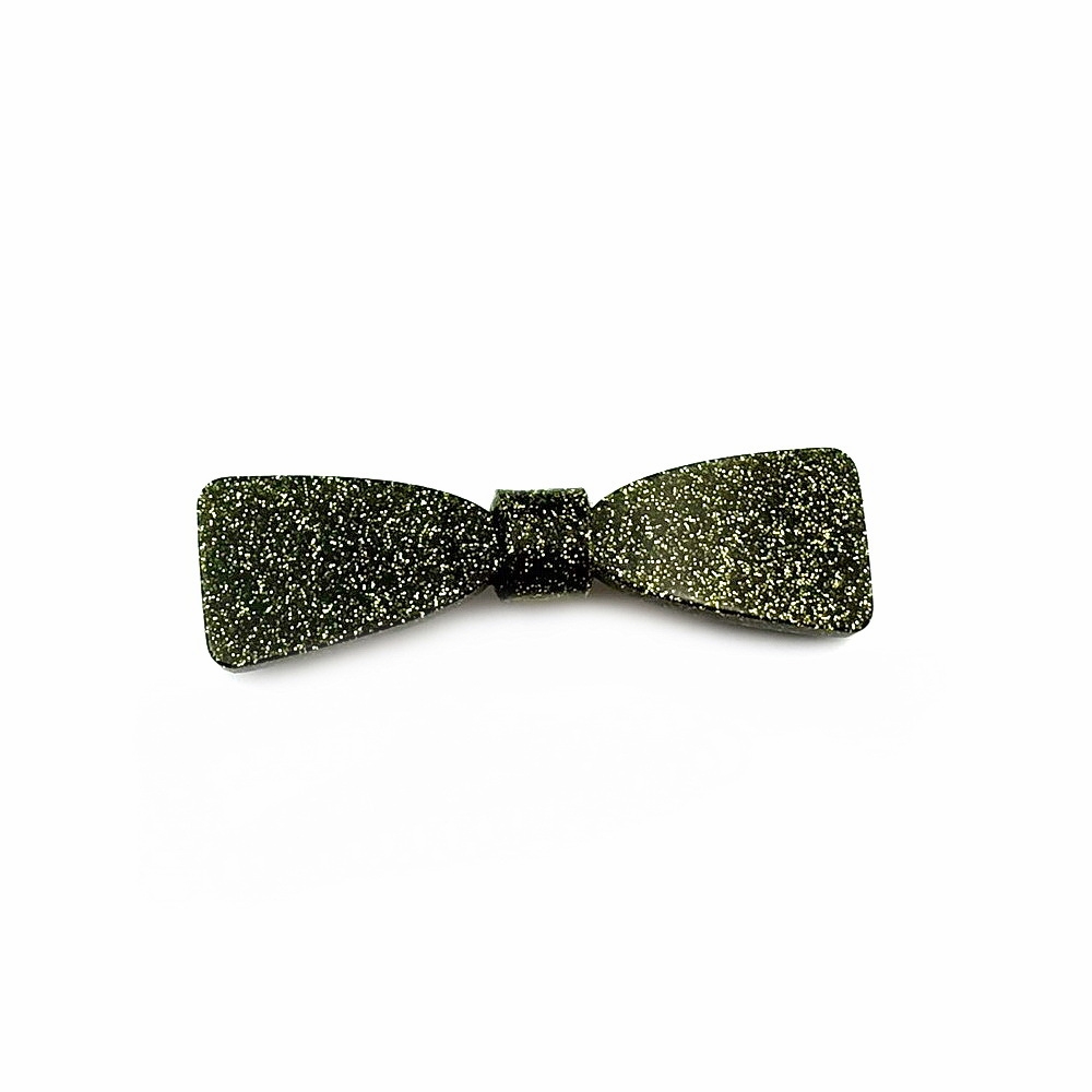 Barrette cheveux noeud fait main paillette 6.7cm - vert Barrette cheveux noeud fait main paillette 6.7cm - vert