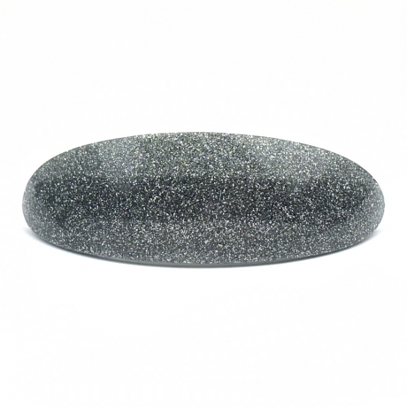 Barrette cheveux ovale incurvée fait main paillette 9.5cm - argent