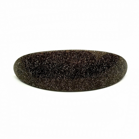 Barrette cheveux ovale incurvée fait main paillette 9.5cm - marron