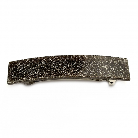Barrette cheveux rectangle fait main paillette 9cm - marron